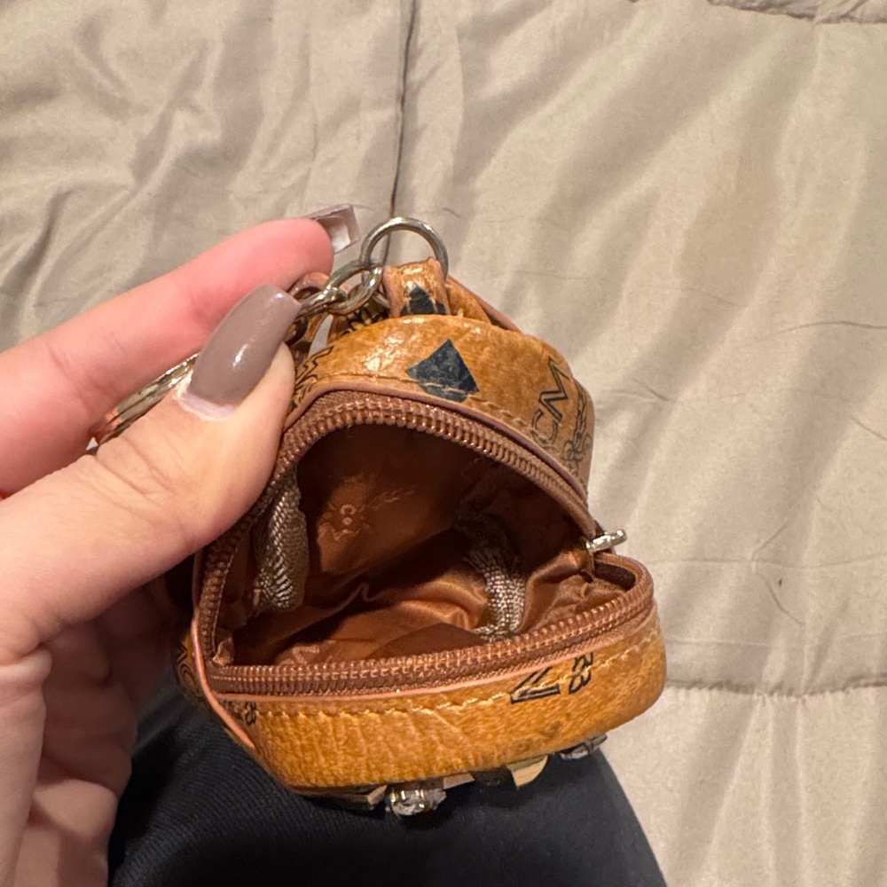 Mcm Tan Mini Backpack Keychain - image 5